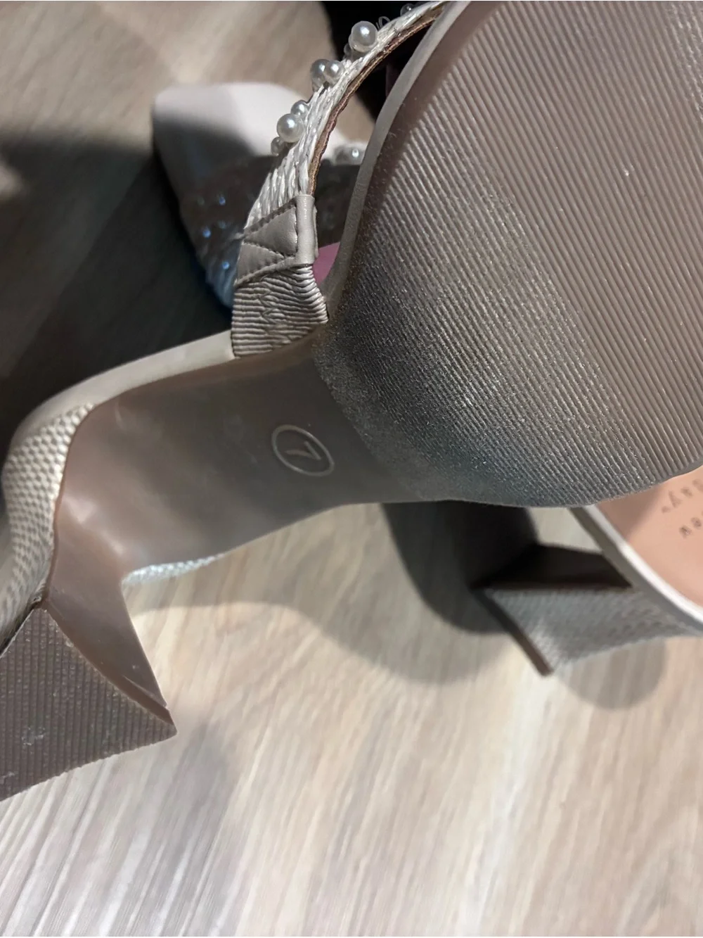 a new day Ivory Beaded Knot Strap Block Heel Sandals